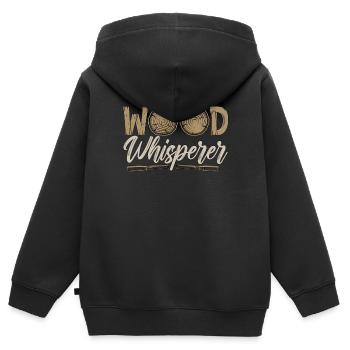 Tournage sur bois Chuchoteur sur bois Artisans tourneurs sur bois - Sweat Premium à capuche zippé enfant bio - noir - Dos - AI Model Kid Male (0cm)