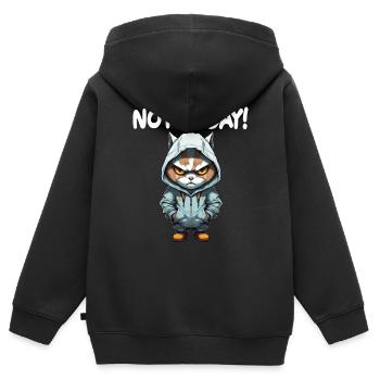 Not Today Katze Schlechte Laune - Kinder Premium Organic Zip Hoodie - Schwarz - Hinten - AI Model Kid Male (0cm)