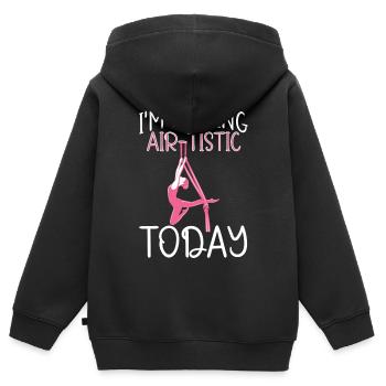 Aerial Silk Aerialist - Kinder Premium Organic Zip Hoodie - Schwarz - Hinten - AI Model Kid Male (0cm)