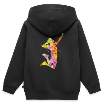 Joueurs de volley-ball enfants beach-volley - Sweat Premium à capuche zippé enfant bio - noir - Dos - AI Model Kid Male (0cm)