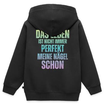 La vie n’est pas toujours parfaite Concepteur d’ongles - Sweat Premium à capuche zippé enfant bio - noir - Dos - AI Model Kid Male (0cm)
