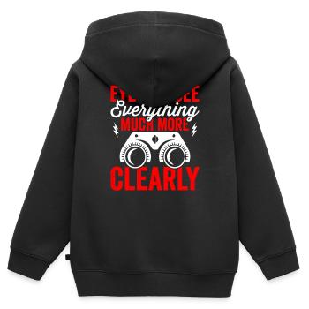 L’ophtalmologiste peut tout voir, optométriste, - Sweat Premium à capuche zippé enfant bio - noir - Dos - AI Model Kid Male (0cm)