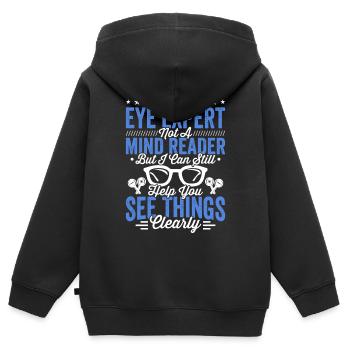 Ophtalmologiste Je suis ophtalmologiste - Sweat Premium à capuche zippé enfant bio - noir - Dos - AI Model Kid Male (0cm)