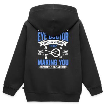 Ophtalmologiste Ophtalmologiste Opticien - Sweat Premium à capuche zippé enfant bio - noir - Dos - AI Model Kid Male (0cm)