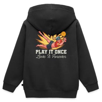 Beach Volleyball Play It Once Love Volleyball Set - Kinder Premium Organic Zip Hoodie - Schwarz - Hinten - AI Model Kid Male (0cm)