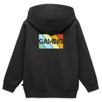 Gaming Retro - Kinder Premium Organic Zip Hoodie - Schwarz - Hinten - AI Model Kid Male (0cm)