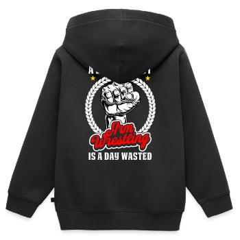 Armdrücker - Kinder Premium Organic Zip Hoodie - Schwarz - Hinten - AI Model Kid Male (0cm)