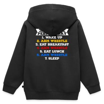 Armdrücken Armdrücker - Kinder Premium Organic Zip Hoodie - Schwarz - Hinten - AI Model Kid Male (0cm)