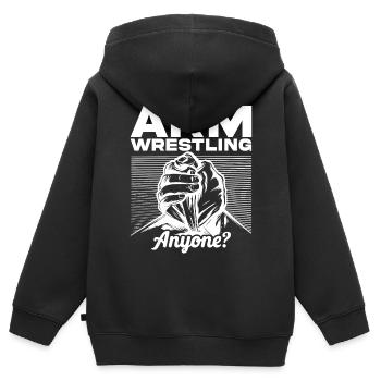 Armdrücker - Kinder Premium Organic Zip Hoodie - Schwarz - Hinten - AI Model Kid Male (0cm)