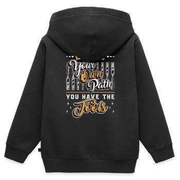 Sculpture sur bois Sculptez votre propre chemin Bûcheron Bûcheron - Sweat Premium à capuche zippé enfant bio - noir - Dos - AI Model Kid Male (0cm)