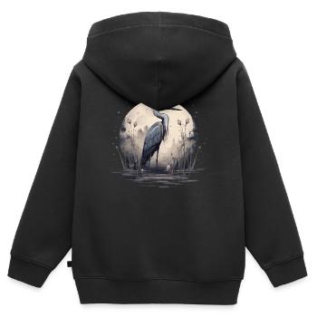 Héron cendré majestueux - Sweat Premium à capuche zippé enfant bio - noir - Dos - AI Model Kid Male (0cm)