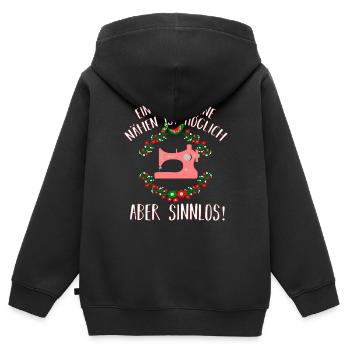 Leben ohne Nähen ist Sinnlos - Hobby Nähmaschine - Kinder Premium Organic Zip Hoodie - Schwarz - Hinten - AI Model Kid Male (0cm)
