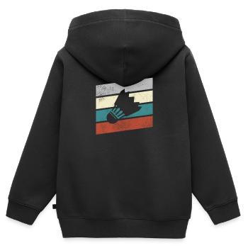 Federball Retro - Kinder Premium Organic Zip Hoodie - Schwarz - Hinten - AI Model Kid Male (0cm)