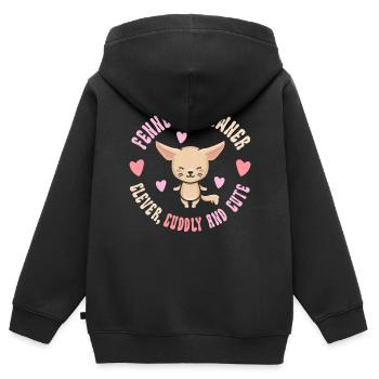 Fennec Fox Propriétaire Clever Cuddly mignon - Sweat Premium à capuche zippé enfant bio - noir - Dos - AI Model Kid Male (0cm)