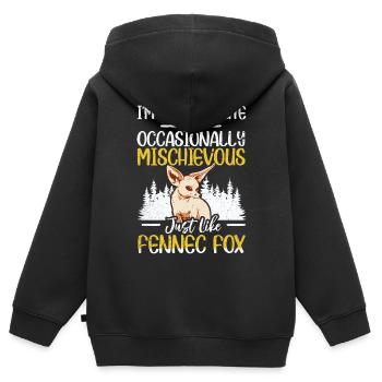 Fennec Fox Clever Mignon Fennec Fox Propriétaire - Sweat Premium à capuche zippé enfant bio - noir - Dos - AI Model Kid Male (0cm)