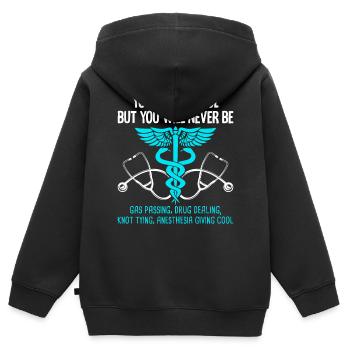 Anesthésiste - Sweat Premium à capuche zippé enfant bio - noir - Dos - AI Model Kid Male (0cm)