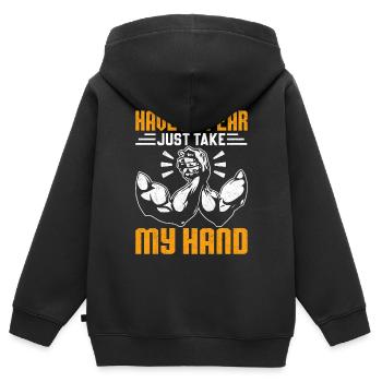 Armdrücken Armdrücker - Kinder Premium Organic Zip Hoodie - Schwarz - Hinten - AI Model Kid Male (0cm)