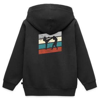 MMA Rétro - Sweat Premium à capuche zippé enfant bio - noir - Dos - AI Model Kid Male (0cm)