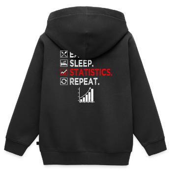 Eat Sleep Statistik Wiederholungsjob Statistiker - Kinder Premium Organic Zip Hoodie - Schwarz - Hinten - AI Model Kid Male (0cm)