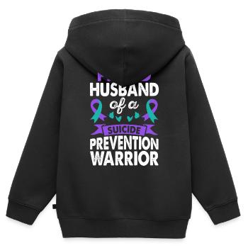 Époux de Suicide Prevention Warrior Awareness - Sweat Premium à capuche zippé enfant bio - noir - Dos - AI Model Kid Male (0cm)