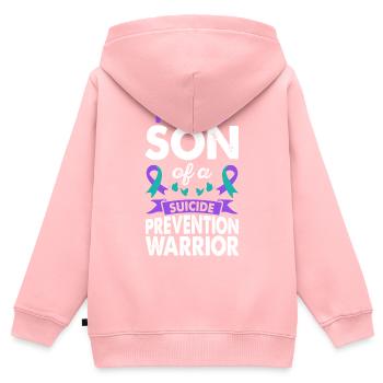 Fils du guerrier de la prévention du suicide - Sweat Premium à capuche zippé enfant bio - rose - Dos - AI Model Kid Female (0cm)