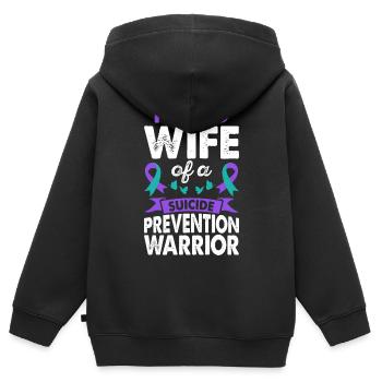 Conscience de l'épouse du guerrier de la prévention du suicide - Sweat Premium à capuche zippé enfant bio - noir - Dos - AI Model Kid Male (0cm)