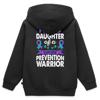 Fille du guerrier de la prévention du suicide - Sweat Premium à capuche zippé enfant bio - noir - Dos - AI Model Kid Male (0cm)
