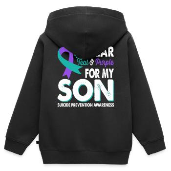 Tragen Sie Blaugrün & Lila Für Das Bewusstsein Für - Kinder Premium Organic Zip Hoodie - Schwarz - Hinten - AI Model Kid Male (0cm)