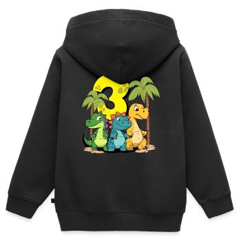 Cute Dinosaurs I'm 3 dino birthday - Kinder Premium Organic Zip Hoodie - Schwarz - Hinten - AI Model Kid Male (0cm)