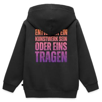 Entweder ein Kunstwerk Sein Nageldesignerin - Kinder Premium Organic Zip Hoodie - Schwarz - Hinten - AI Model Kid Male (0cm)