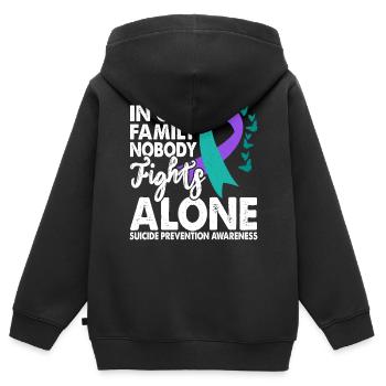 Personne ne lutte seul contre la prévention du suicide - Sweat Premium à capuche zippé enfant bio - noir - Dos - AI Model Kid Male (0cm)