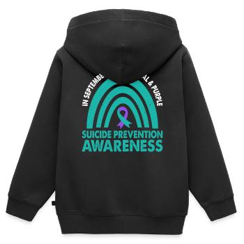 Im September Tragen Wir Teal &; Purple Suicide - Kinder Premium Organic Zip Hoodie - Schwarz - Hinten - AI Model Kid Male (0cm)