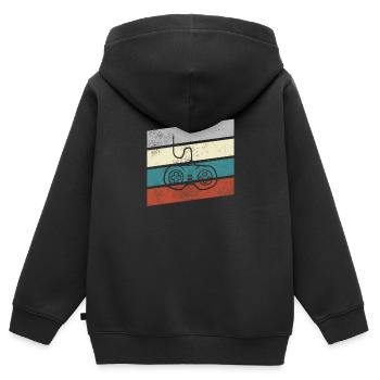 Gaming Retro - Kinder Premium Organic Zip Hoodie - Schwarz - Hinten - AI Model Kid Male (0cm)