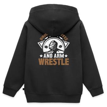 Armdrücken Armdrücker - Kinder Premium Organic Zip Hoodie - Schwarz - Hinten - AI Model Kid Male (0cm)