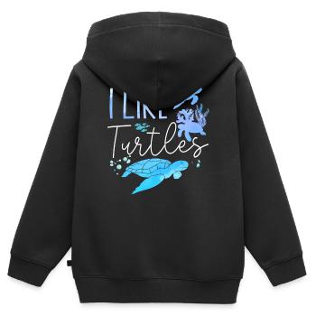 Sea Turtle Tortoise I Like Turtles - Kinder Premium Organic Zip Hoodie - Schwarz - Hinten - AI Model Kid Male (0cm)
