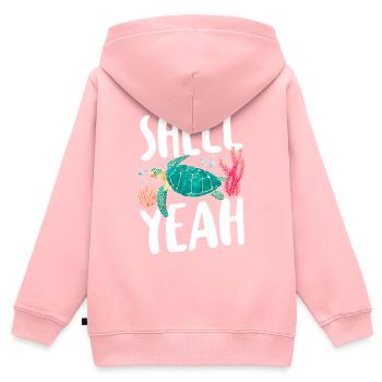 Sea Turtle Tortoise Pun Shell Yeah - Kinder Premium Organic Zip Hoodie - Rosa - Hinten - AI Model Kid Female (0cm)
