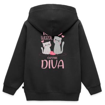 Werde Große Diva Katzen Schwestern - Kinder Premium Organic Zip Hoodie - Schwarz - Hinten - AI Model Kid Male (0cm)