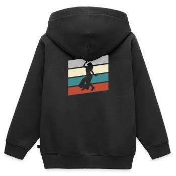 Chanter rétro - Sweat Premium à capuche zippé enfant bio - noir - Dos - AI Model Kid Male (0cm)