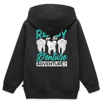 Technicien dentaire prêt pour l’aventure dentaire? - Sweat Premium à capuche zippé enfant bio - noir - Dos - AI Model Kid Male (0cm)