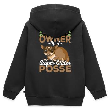 Stolzer Besitzer Von Sugar Glider, Besitzer Von - Kinder Premium Organic Zip Hoodie - Schwarz - Hinten - AI Model Kid Male (0cm)