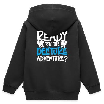Technicien dentaire prêt pour l’aventure dentaire? - Sweat Premium à capuche zippé enfant bio - noir - Dos - AI Model Kid Male (0cm)