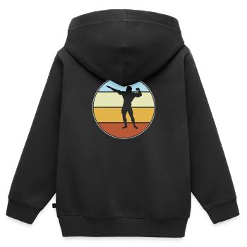 Body building Retro - Kinder Premium Organic Zip Hoodie - Schwarz - Hinten - AI Model Kid Male (0cm)