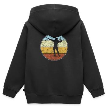 Body building Retro - Kinder Premium Organic Zip Hoodie - Schwarz - Hinten - AI Model Kid Male (0cm)