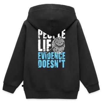Lustiger Detekiv Spruch Lupe Spuren - Kinder Premium Organic Zip Hoodie - Schwarz - Hinten - AI Model Kid Male (0cm)
