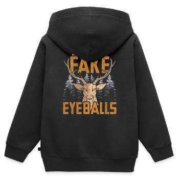 Taxidermiste Posez-moi des questions sur les faux globes oculaires - Sweat Premium à capuche zippé enfant bio - noir - Dos - AI Model Kid Male (0cm)