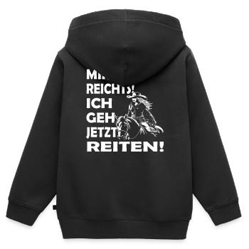 Turnier Trottel - Westernpferd & Westernreiter - Kinder Premium Organic Zip Hoodie - Schwarz - Hinten - AI Model Kid Male (0cm)
