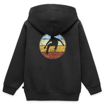 Skating Retro - Kinder Premium Organic Zip Hoodie - Schwarz - Hinten - AI Model Kid Male (0cm)