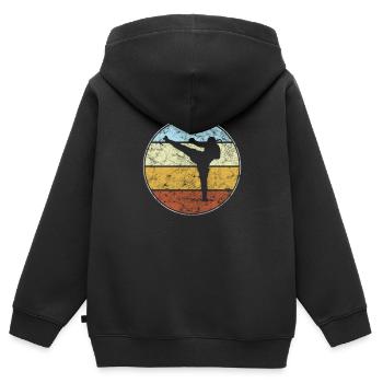 MMA Rétro - Sweat Premium à capuche zippé enfant bio - noir - Dos - AI Model Kid Male (0cm)