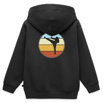 MMA Rétro - Sweat Premium à capuche zippé enfant bio - noir - Dos - AI Model Kid Male (0cm)