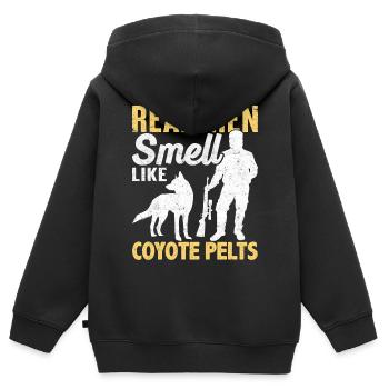 Kojotenjagd Kojotenjäger Yote - Kinder Premium Organic Zip Hoodie - Schwarz - Hinten - AI Model Kid Male (0cm)